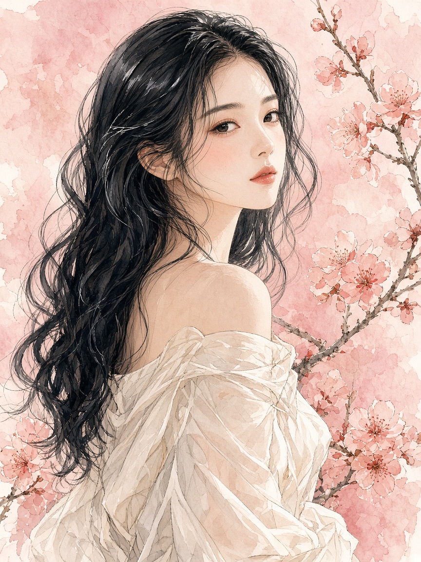 三上悠亞风格时尚插画，粉丝制作